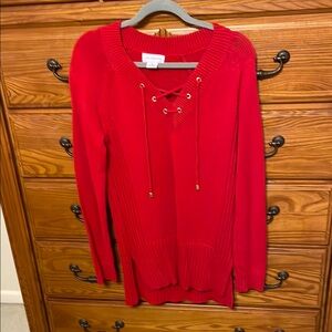 Liz Claiborne Red Lace-Up Sweater